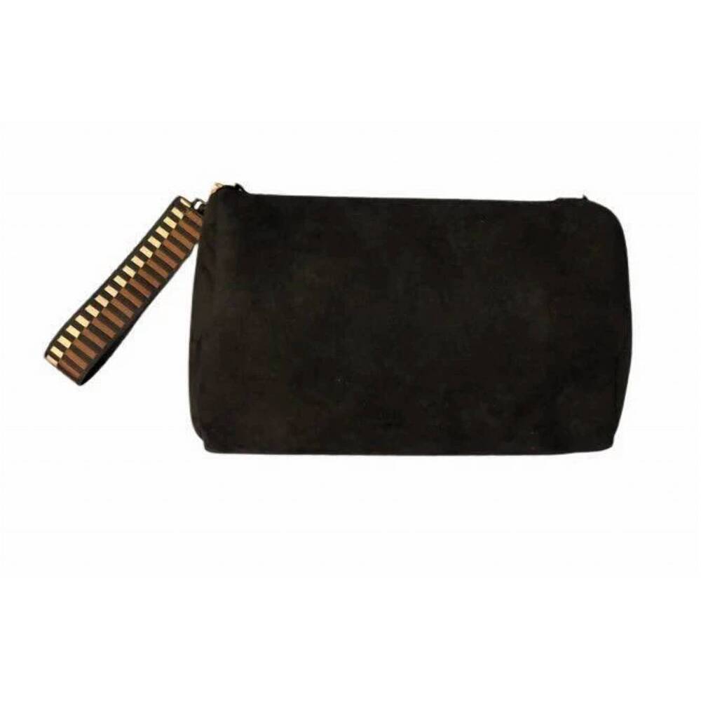 NEW AHDORNED women's cross body bag in black suede